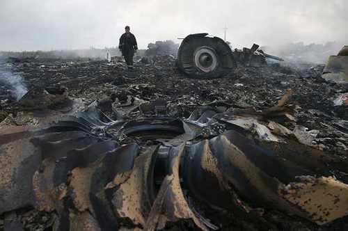 An Emergencies Ministry member walks at a site of a Malaysia Airlines Boeing 777 plane crash near the settlement of Grabovo in the Donetsk region, July 17, 2014. The Malaysian airliner flight MH17 was brought down over eastern Ukraine on Thursday, killing all 295 people aboard and sharply raising the stakes in a conflict between Kiev and pro-Moscow rebels in which Russia and the West back opposing sides. REUTERS/Maxim Zmeyev (UKRAINE - Tags: TRANSPORT DISASTER POLITICS CIVIL UNREST TPX IMAGES OF THE DAY) - RTR3Z3SK