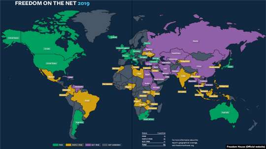 Казахстан ухудшил позиции в рейтинге исследования о состоянии свободы Интернета